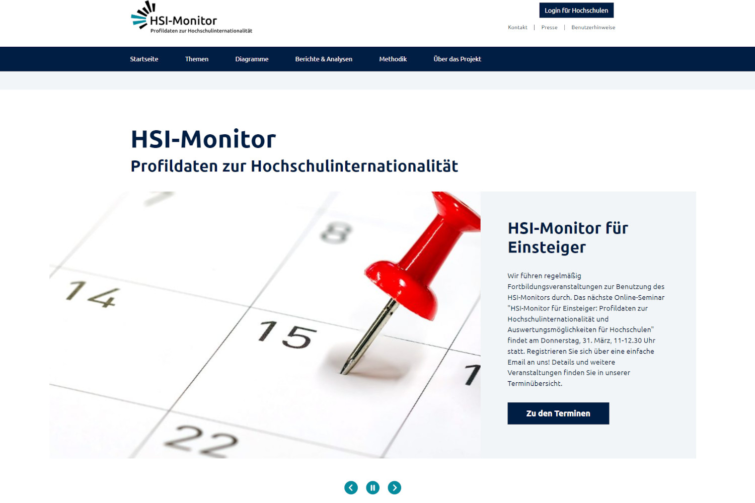 Startseite des HSI-Monitors